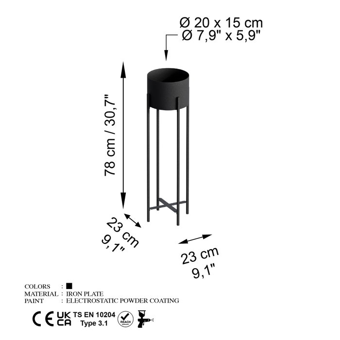 Aberto Design Maceta Decorativa GED-025 Negra